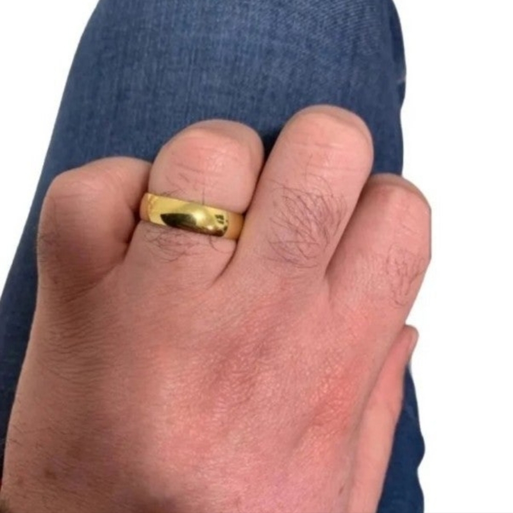 6mm Goldtone Stainless Steel Wedding Band Ring